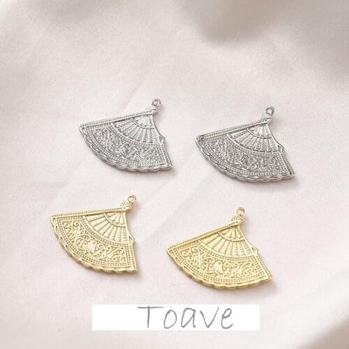 14K bag gold Chinese fan pendant diy earring hand-made material accessories