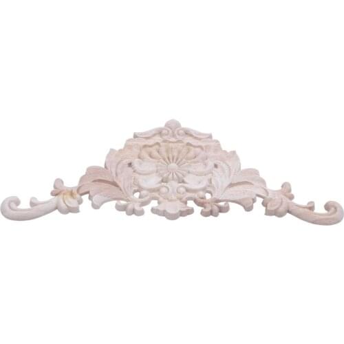 1X Rubber Wood Carved Applique Retro Furniture Craft Decor 38*15*1.2cm