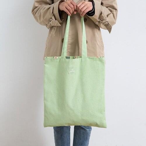 2021New Millet Wheat Fabric Double-Sided Dual-Use Shoulder Bags Cotton Linen Pocket Handbag Shopping Female Canvas Cloth Totes