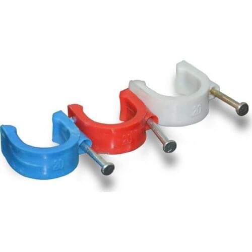 48pcs PVC pipe clamp 16/20MM Circle Electrician Tube support hook nylon Steel Nails line cable clips wire Wall fixed holder