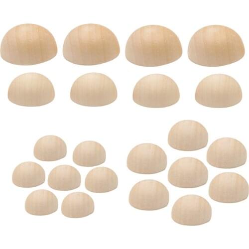 50/20/10Pc Natural Unfinished Half Wood Beads Balls 15/20/25/30MM Round Spacer Wooden Beads DIY Handmade Unfinished Wood Craft