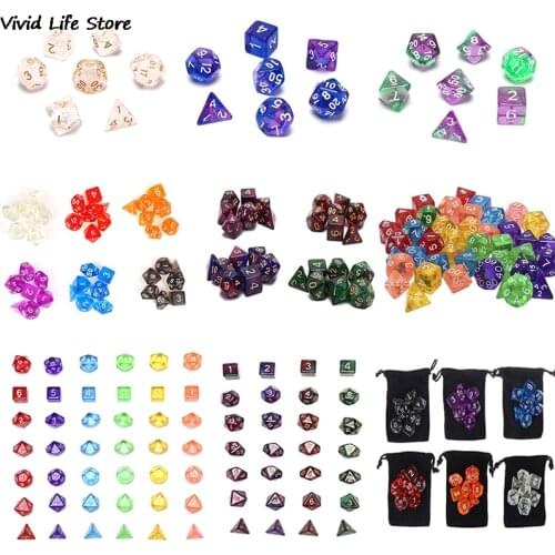 7Pcs/set Digital Dice Game Polyhedral Multi Sided Acrylic Dice Colorful Accessories for Board Game