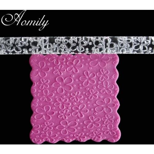 Amoliy Transparent Acrylic Plum Blossom Pattern Rolling Pin Polymer Clay Tool DIY Embossing Cake Decorating Tools Chocolate Mold