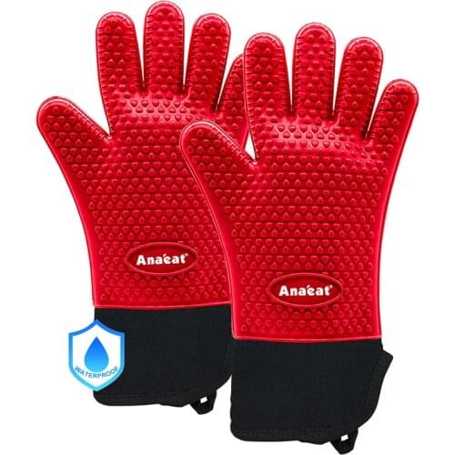 ANAEAT 1 PC Long Silicone Kitchen Gloves-BBQ Grill Gloves Heat Resistant Cooking Gloves For Grilling Microwave Oven Mitts Gloves