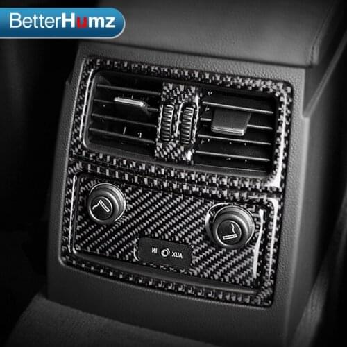 BETTERHUMZ Carbon Fiber Rear Air Condition Vent Outlet Panel Trim Car Stickers For BMW E60 E61 5 series Interior Accessories