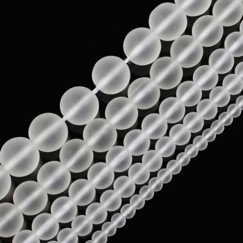 15" Strand Natural Stone Beads White Matte Quartz Crystals Round Loose Beads For Jewelry Making Bracelet Neck 4-12mm
