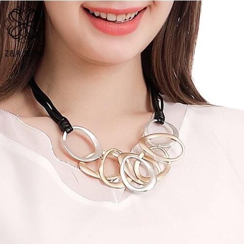 Trend Big Circles Statement Necklace Neck Chokers 2021 Fashion Jewelry for Women Chains Suspension Pendants Unusual Accessories