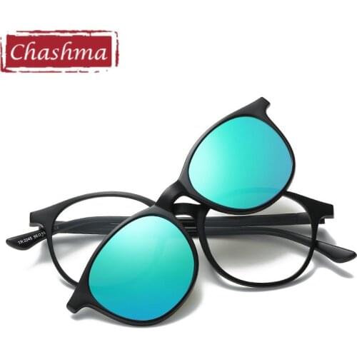 Chashma Brand Polarized Clips TR 90 Glasses Quality Optical Mopia Frame Eyeglasses Female Round Eyeglasses Men Sunglasses