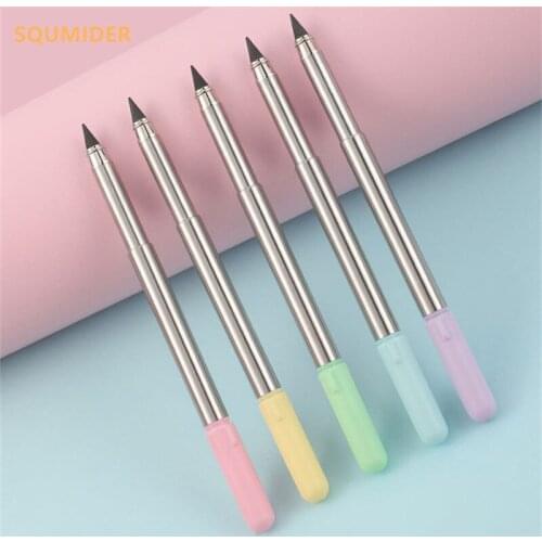 Black technology eternal pen Retractable pencil No ink pencil signature pen Metal penholder Student writing pen school supplies