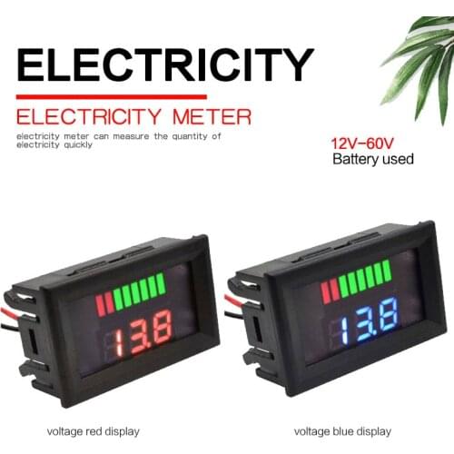 0.56'' LCD Digital Voltmeter 12V 24V 36V 72V Battery Capacity Indicator Lead Acid Power Car Motorcycle Voltage Tester Detector