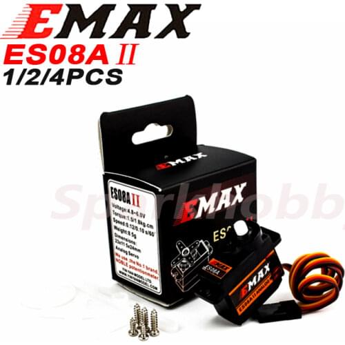 4PCS EMAX Original ES08AII Plastics Analog Servo 8.5g Waterproof Servo with Gears for RC Car Helicopter Boat Airplane Accessorie