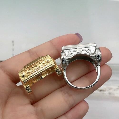 Punk Style Male Rings Fashion Car Cool Locomotive Geometric Unusual Rock S925 Jewelry For Wedding Party Best Anniversary Gifts