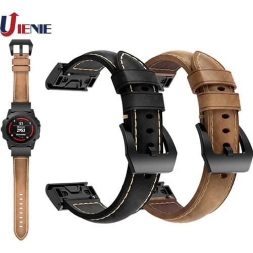 20/22/26mm Leather Watchband Wrist Band Strap for Garmin Fenix 5/5X/5S Plus 6/6x/6s Smart Bracelet Quick Fit Wristband Correa
