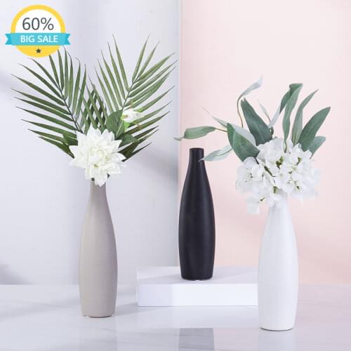 Creative Ceramic Tabletop Nordic Vase Simple Narrow Mouth Modern Fashion Flower Vase Small Vase Fleur Room Accessories AH50VS