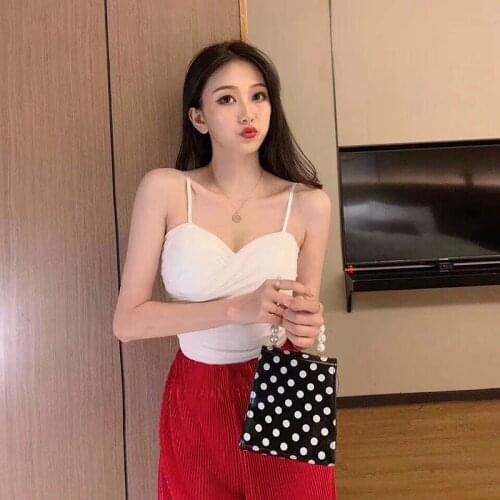 Summer Sexy Sling Camisoles Women Bottoming Vest Summer Anti-glare Without Rim Wrapped Ladies Tanks