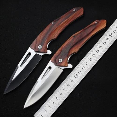 MK folding knife steel blade wood Handle 59hrc Ball Bearing Outdoor camping Hunting Survival knife Collection Gift EDC Tool
