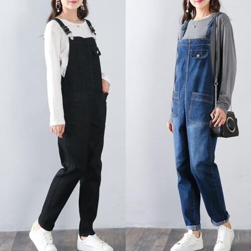 Fashion Women Denim Jumpsuit Ladies Spring Fashion Loose Jeans Rompers Female Casual Plus Size Overall Playsuit With Pocket 5810