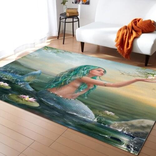 Marine Mermaid Carpet for Living Room Kids Bedroom Bedside Rugs Soft Carpets Home Sofa Table Decor Mat
