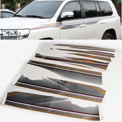Car styling stickers for Toyota Land Cruiser LC200 2017 2018 2019 2020 Colorful Door Body Stripes Sticker Cover
