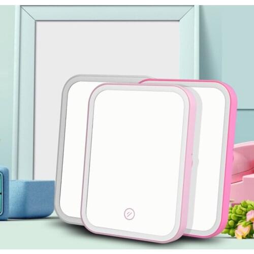 Tabletop Cosmetic Mirror with Light Folding Desktop Vanity Makeup Mirror USB Cable Rechargeable Cosmetic Mirror with Led Light