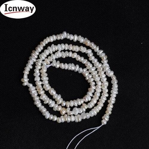 2 strands Natural A white freshwater Pearl 2-3mm For Jewelry Making 15inches DIY necklace bracelet FreeShipping Wholesale