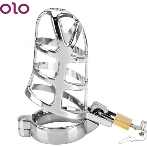 OLO Metal Cock Cage Chastity Belt Male Chastity Device Penis Cock Ring Lock Adult Games Lockable 40/45/50mm Sex Toys for Men