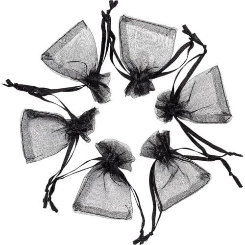 200pcs Organza Gift Bags, Jewelry Pouches ,Black color about 10cm wide, 12cm long