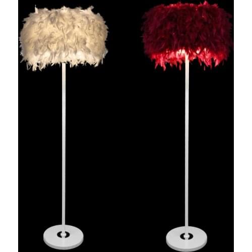 Romantic warm eye white pink purple feather! Floor lamp110-220V