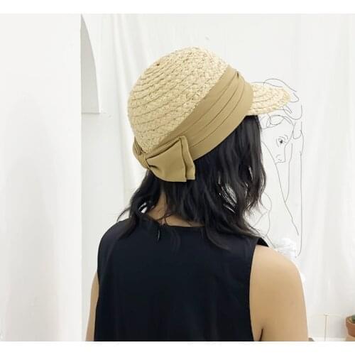 Hand-made Raffia Straw Cadet Cap Women Sewn Braid Visor Sun Hat Kentucky Derby Cap Lady New Summer Beach Cap Equestrian Caps