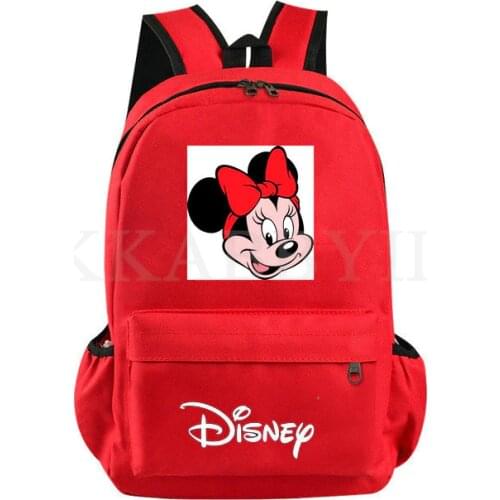 Disney Minnie Mouse Unisex Backpack Schoolbag Zipper Bag Creative Pattern Outdoor Travel Bag Large Capacity Casual School Bag