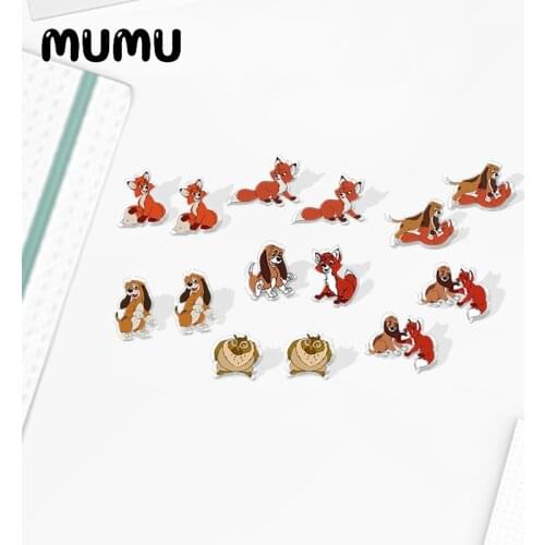 2021 New The Fox and Hound Stud Earring Cute Epoxy Jewelry Resin Acrylic Earrings Handmade Gifts Fan