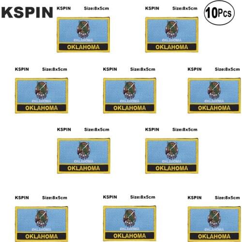 U.S.A Oklahoma Rectangle Flag Embroidery Patches Iron on Saw on Transfer patches Sewing Applications