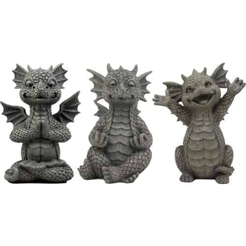Dragon Statue-Resin Zen Animal Yoga Handmade Figurine Art Sculptures Decoration For Indoor Outdoor Garden Lawn Yard Decor Gift