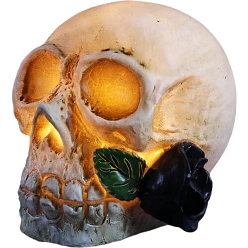 Luminous Human Skull Head Decor Skeleton Halloween Style Prop Home Party Movie Halloween Props Bar Coffee Haunted House JDH88
