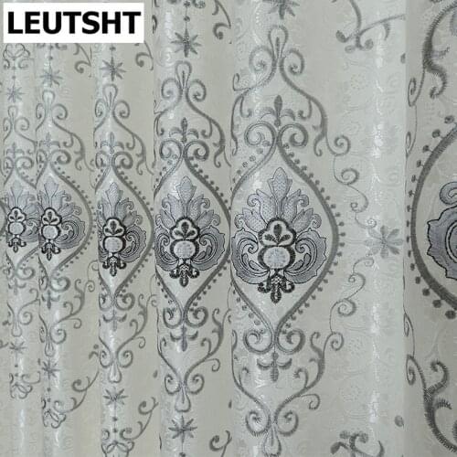 European-style Curtains for Living Dining Room Bedroom High-end Embroidered Curtains Tulle Curtains White Beige Window Curtain