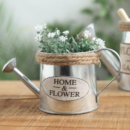 1Pcs Vintage Iron Flower Pot Hanging Flowerpot Succulent Plant Bucket Garden Home Table Decoration Photopray Prop Vase