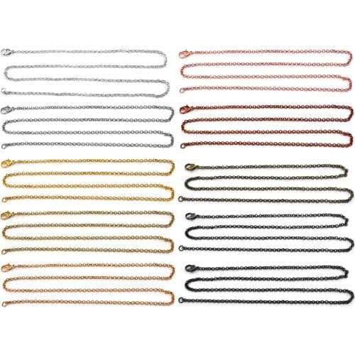 10 Pcs Buckle Necklace Brass Metal Chain Necklace Pendants 55 cm High Quality DIY Jewelry Making Supplies Chain Link Wholesale