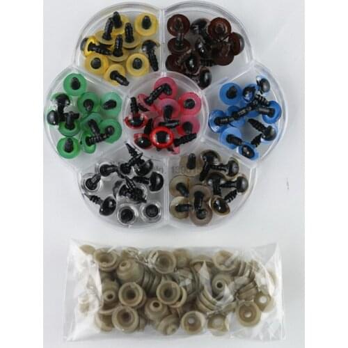 DHL 100set 70PCS 12mm Mix 7 Colors Plastic Dolls Eyes shoe Sewing