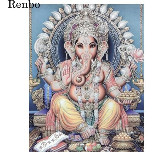 5D DIY Diamond Painting Elephant Head God Ganesha 3D Full Square Diamond Embroidery Mosaic Religion Icon Rhinestone Decoration