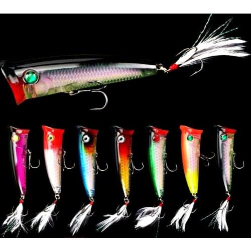 8cm/10.5g 3D Eyes Artificial Floating Popper Fishing Lure Hard Lure Sharp Hooks Bionic High Quality Plastic Fishing Bait