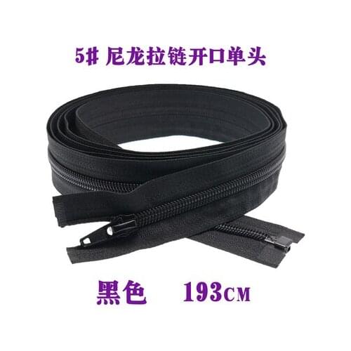 Free shipping 3pcs/lot 5# black 193cm Nylon zipper single head zipper clothing bags tents pull the tooth coat zipper