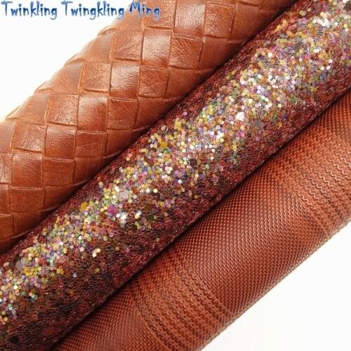 Glitter Fabric, Tartan Synthetic Leather, Embossed Weaving Faux Fabric Sheets For Bow A4 21x29CM Twinkling Ming XM024D