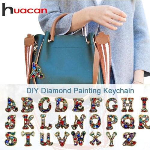 Huacan 5D Diamond Painting Keychain Letters Special Shaped Mosaic Diamond Picture Accessories Keyring Love