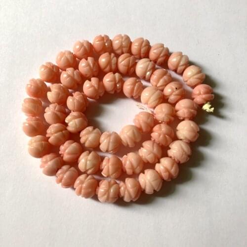 Wholesale 1Strand Natural Pink Coral Beads Flower Craved 8mm Hand Craft Bead For Jewelry Making Beads 15.5"