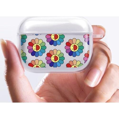 Smiley Print Case For Apple Airpods 2/1 Cover Cute SunFlower Soft Clear Case For Airpod Earphone Capa For Airpods Pro Box