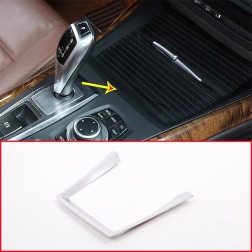 Matte Silver ABS Interior Mouldings For BMW X5 E70 2008-2013 Car Center Console Frame Decoration Cup Holder Strip Trim