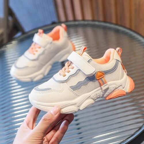 Children Fashion Pink Casual Shoes For Girls Sneakers Kids Air Mesh Breathable Soft Running Sport Shoe Students 2021 Size 26-34
