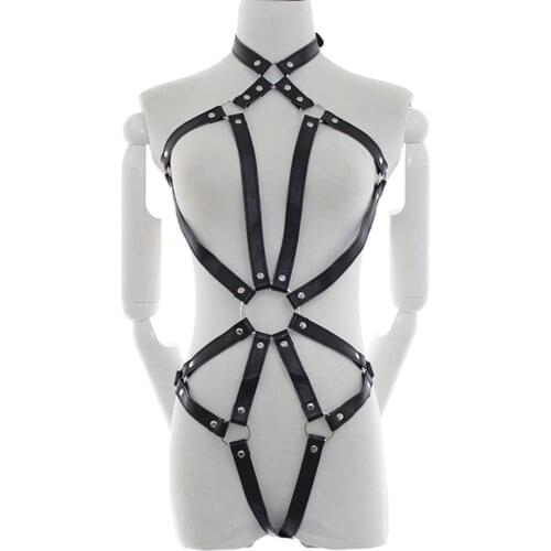 DOMI Adult Game Couples Toy Sexy Costumes Leather Big O Harness BDSM Ajustable Plus Size Woman Lingerie Erotic Toys Bondage Set