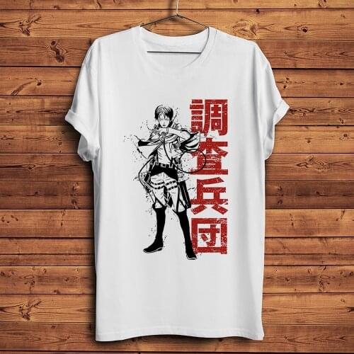 Eren Survey Corps Funny Anime t shirt Men Homme New White Casual Tshirt Unisex Attack on Titan Streetwear Kawaii Otaku Tee