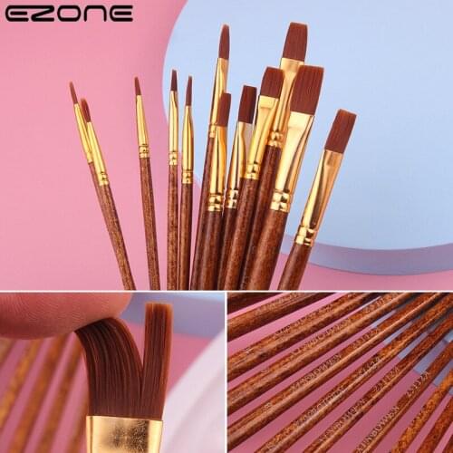 EZONE 12pcs Paint Brush Different Size Watercolor/Oil Painting Gouache Drawing Art Toy School Office Supply Student stationery